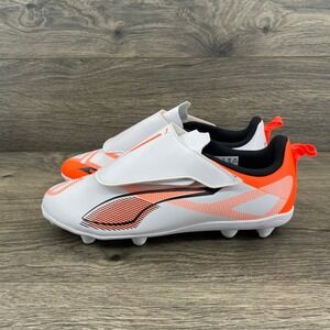 Puma Ultra 5 Play FG/AG Soccer Cleats Kids 3.5 White Fireglow 108172-01 Strap